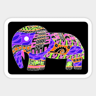 elephant in rainbow folk arts ecopop zentangle Sticker